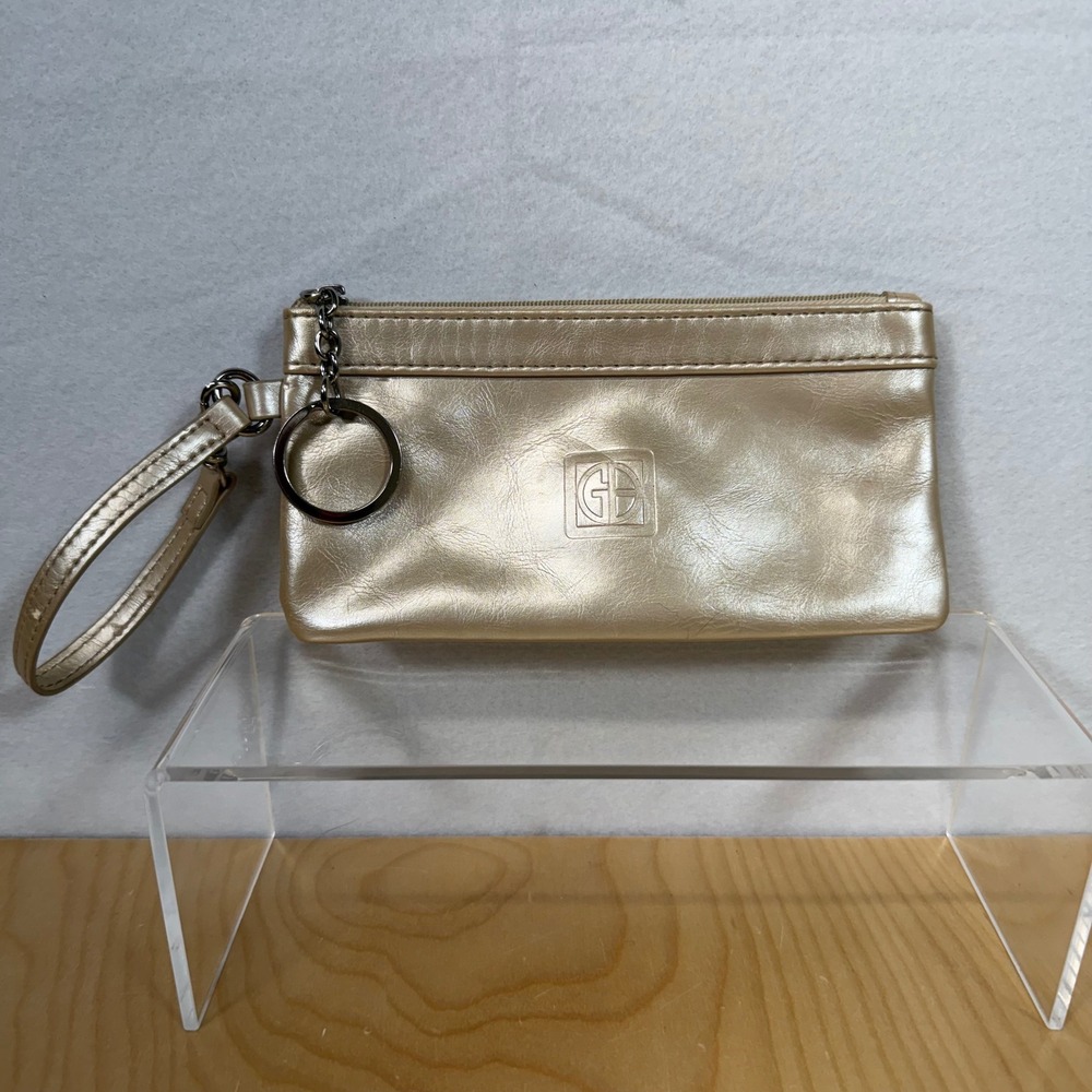 Gianni Bini Gold Wristlet Keychain Wallet‎ Coin Purse Small Clutch
